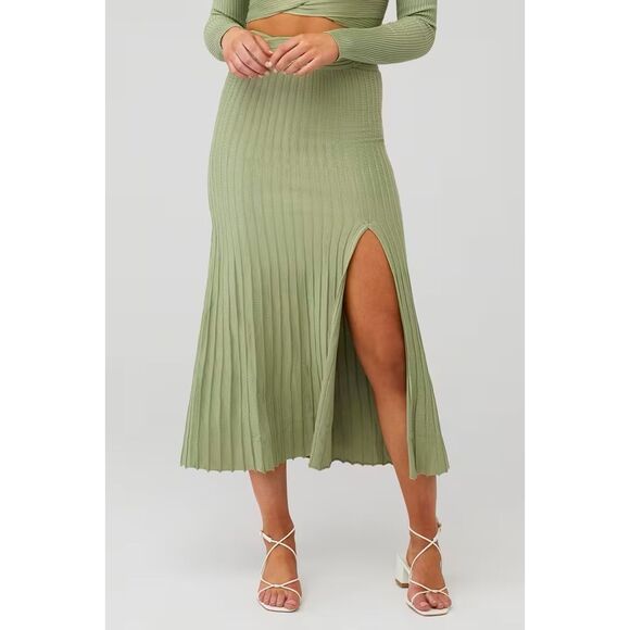 Sovere Inertia Knit Midi Skirt in Green XL - Picture 1 of 7